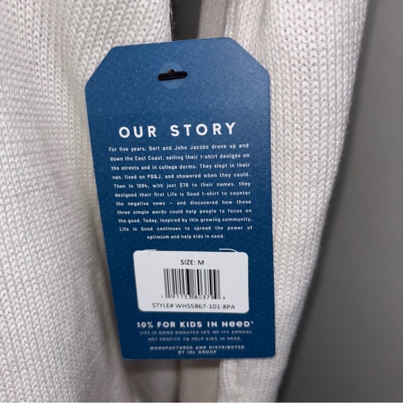 Life Is Good NEW Strawberry embroidered sweater long sleeve roll hem size Medium - Picture 8 of 11